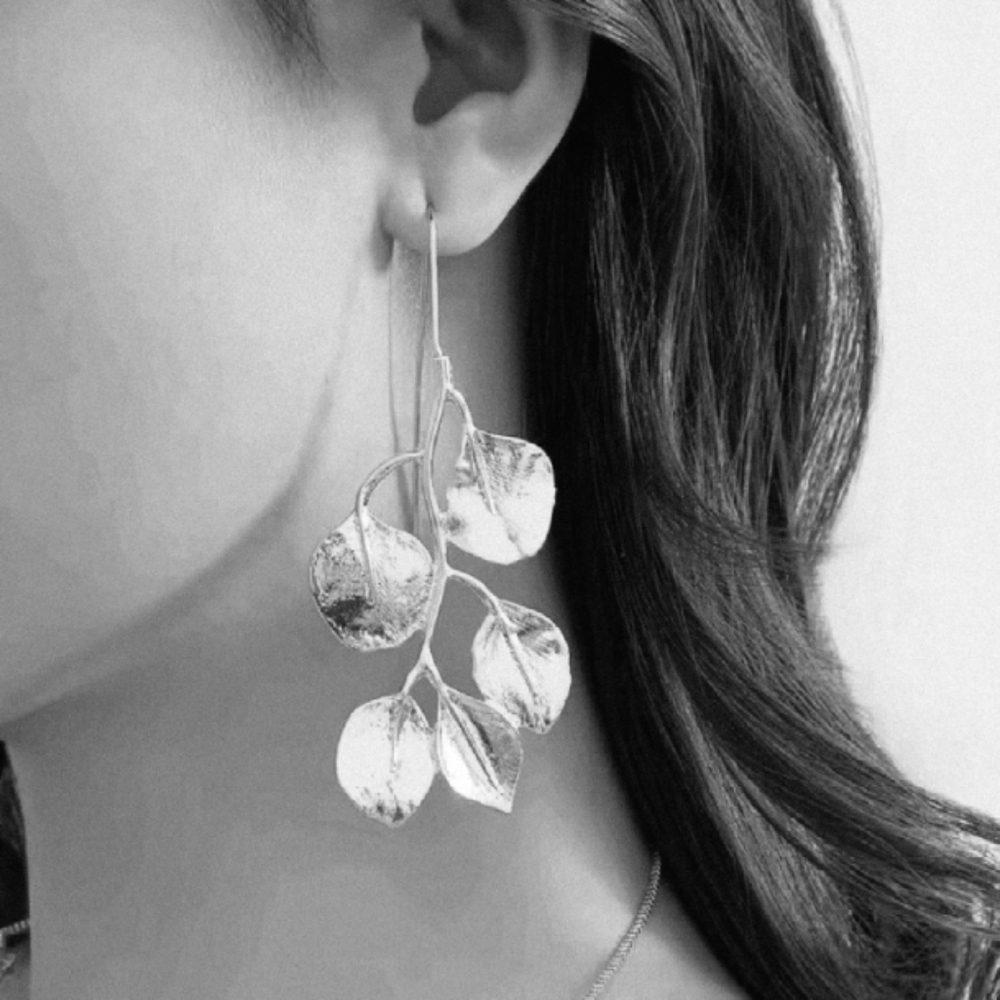 New ZARA Silver Petal Drop Earrings